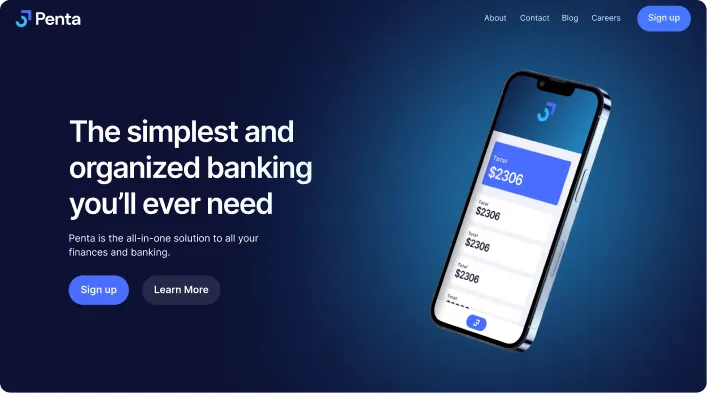 Web design of a finance app