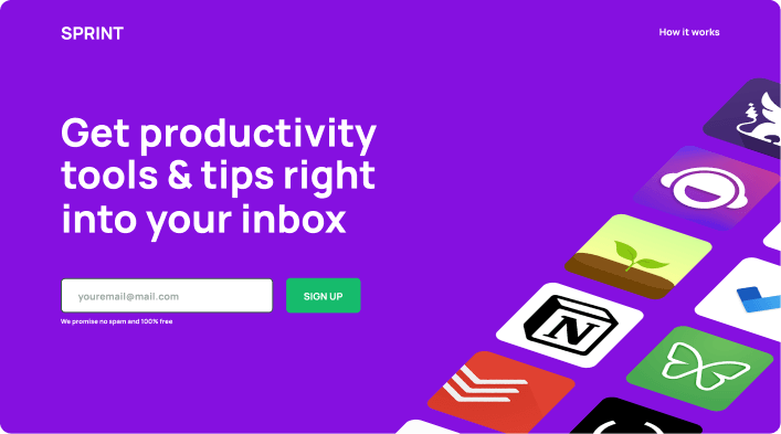 Web design of a productivity newletter